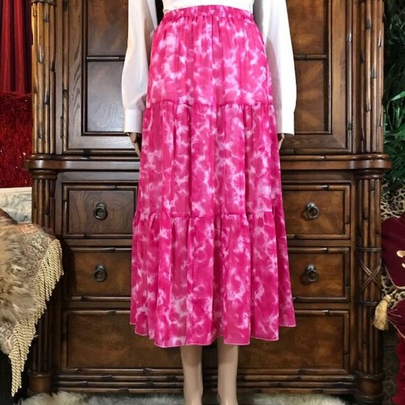 NWOT Linea Louis Dell'Olio Fuchsia Cloud Tiered Skirt - Picture 1 of 10